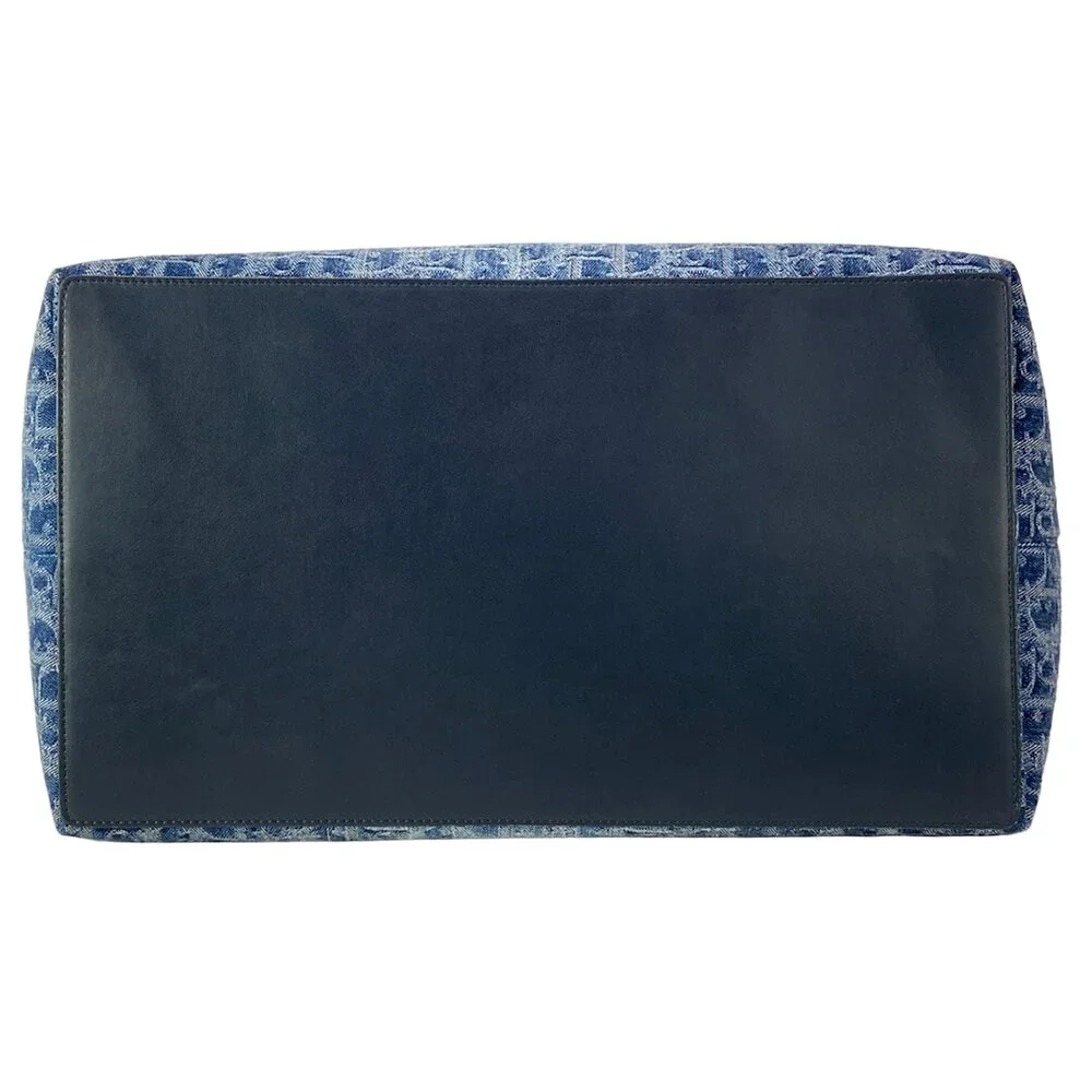 Christian Dior Toujours Bag Large Tote Bag Blue Dark Navy Jacquard Leather